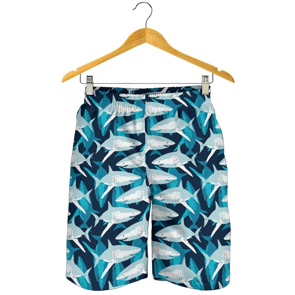 Shark Design Print Mens Shorts-JTAMIGO.COM