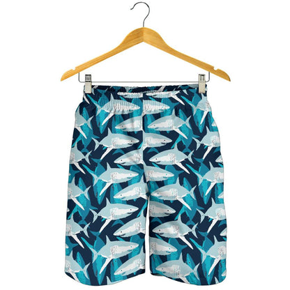 Shark Design Print Mens Shorts-JTAMIGO.COM