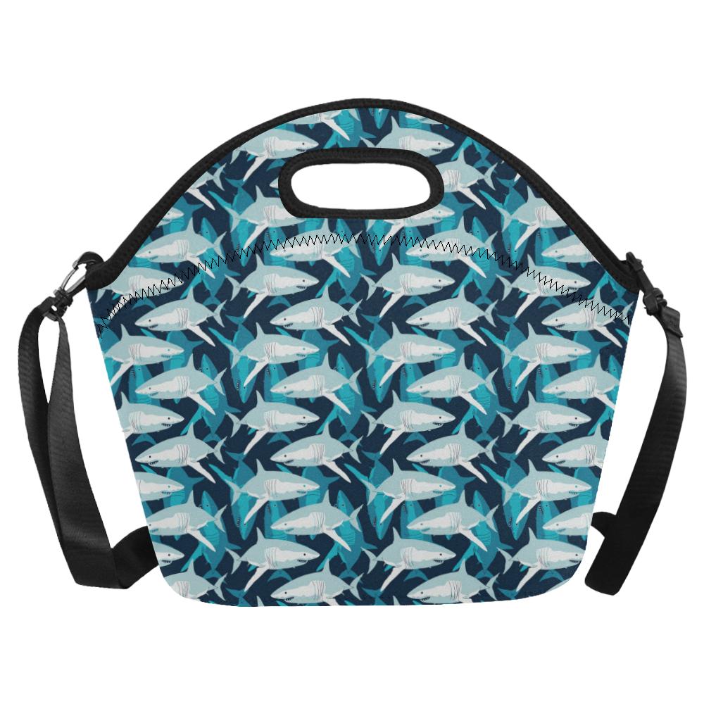 Shark Design Print Neoprene Lunch Bag (Model 1669)(Large)-JTAMIGO.COM