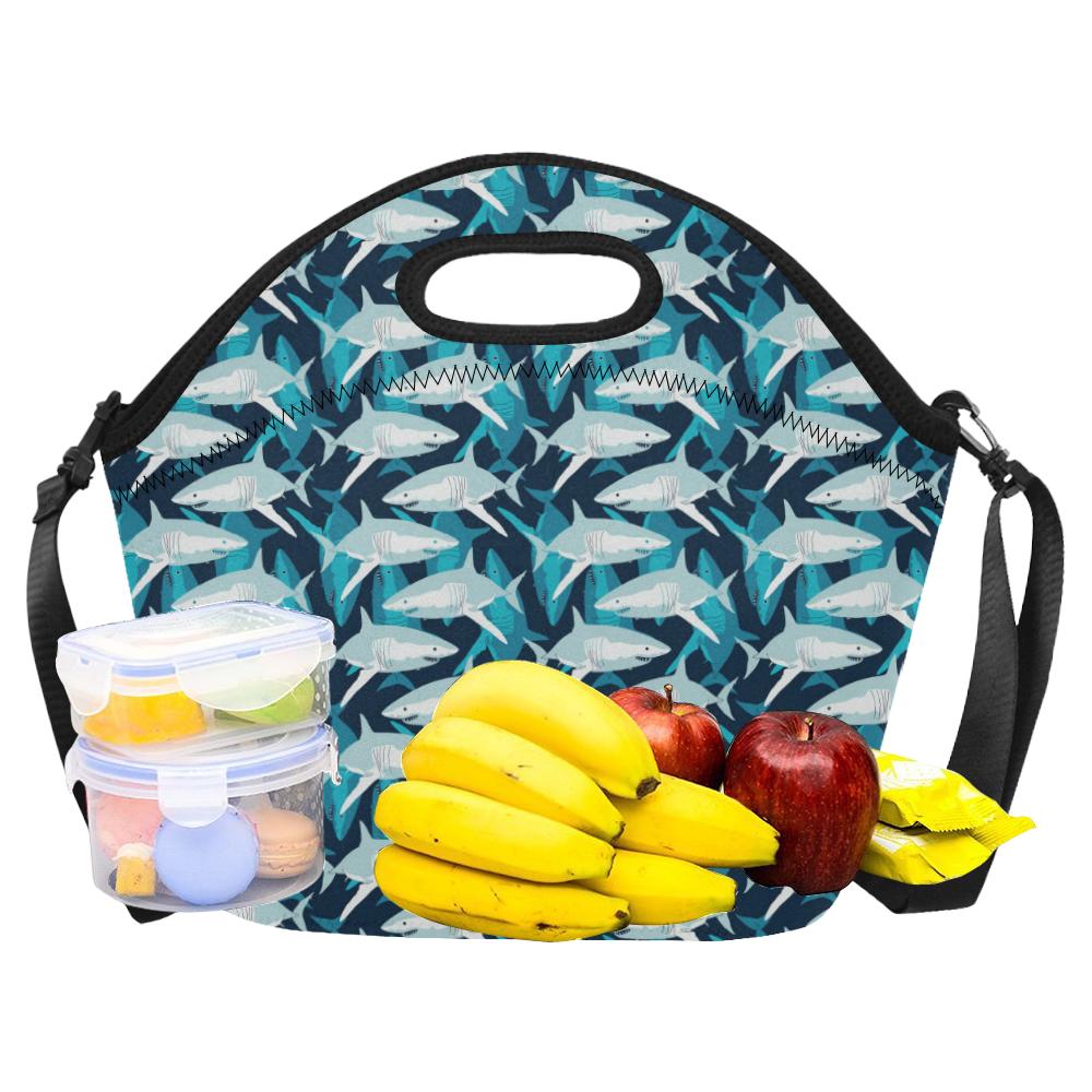 Shark Design Print Neoprene Lunch Bag (Model 1669)(Large)-JTAMIGO.COM