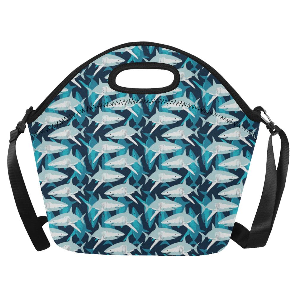 Shark Design Print Neoprene Lunch Bag (Model 1669)(Large)-JTAMIGO.COM