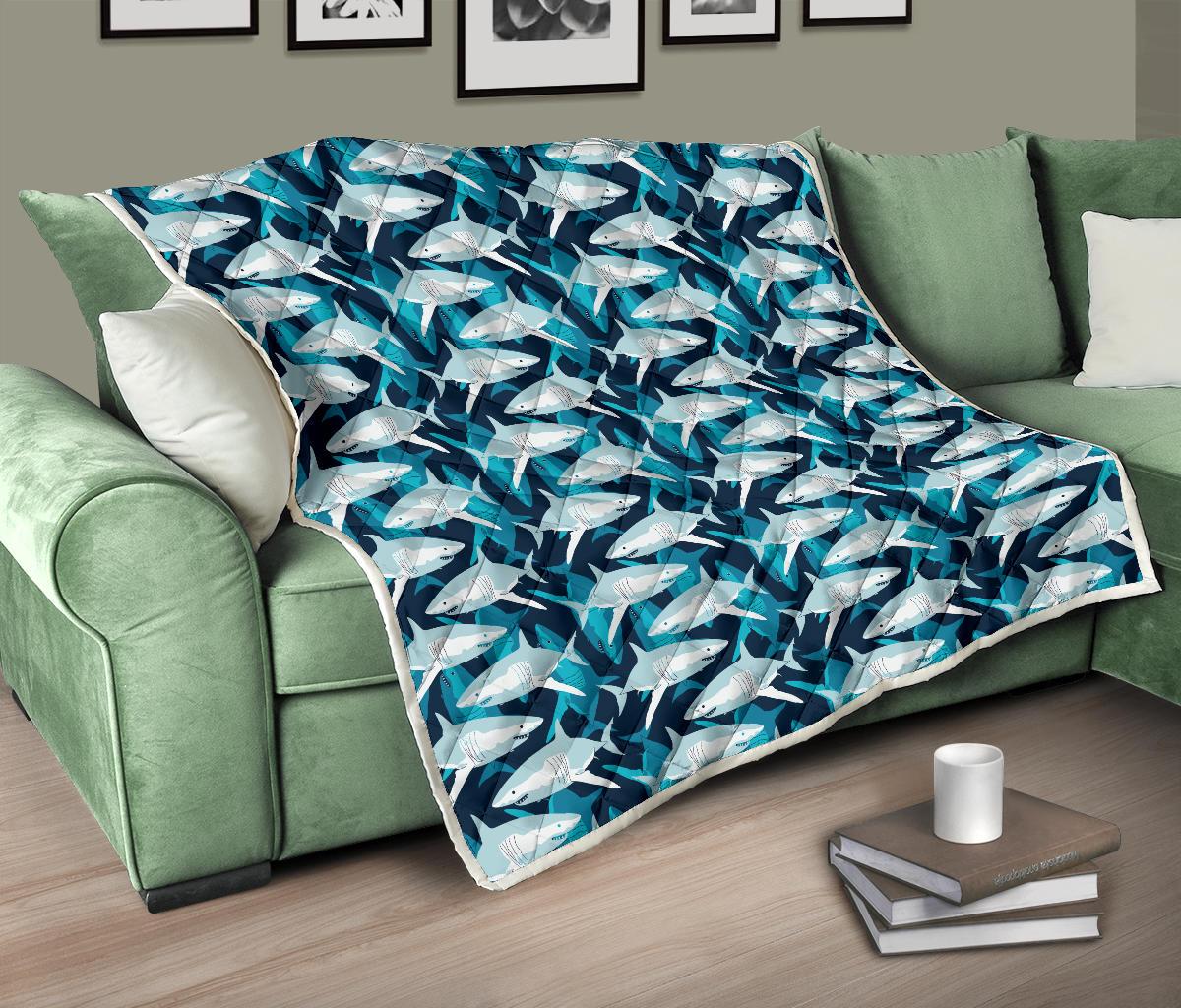 Shark Design Print Premium Quilt-JTAMIGO.COM