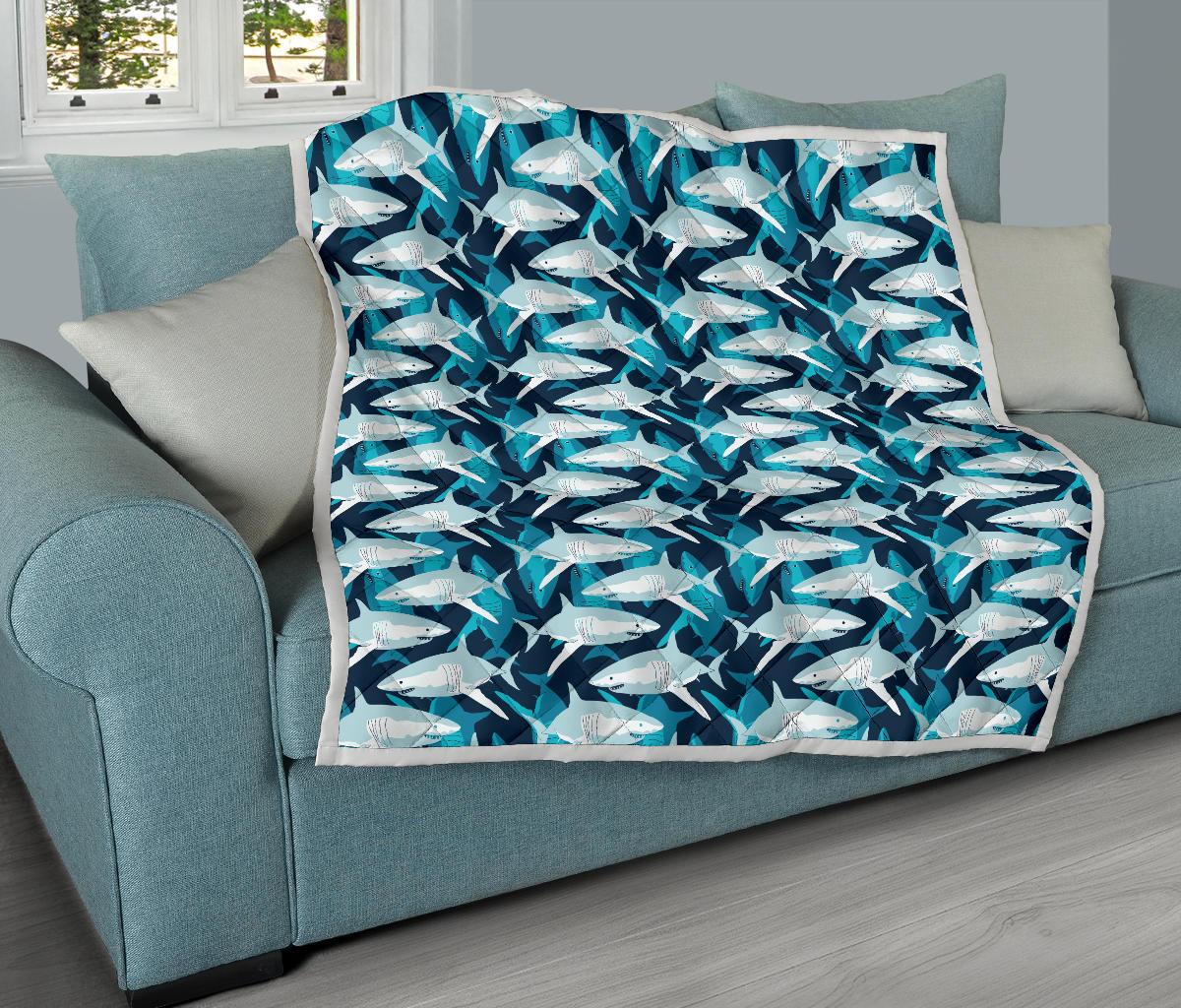 Shark Design Print Premium Quilt-JTAMIGO.COM
