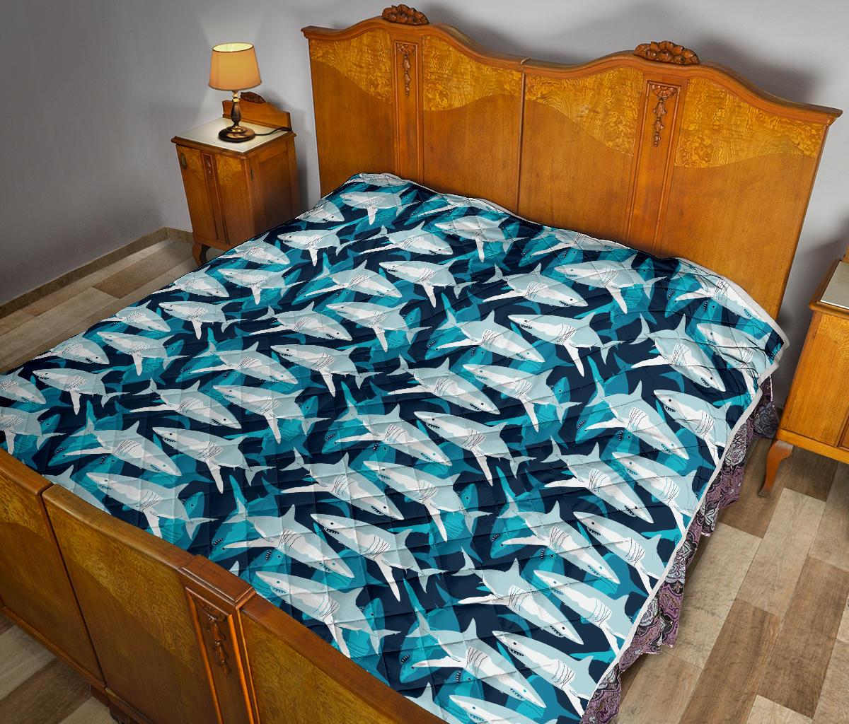 Shark Design Print Premium Quilt-JTAMIGO.COM