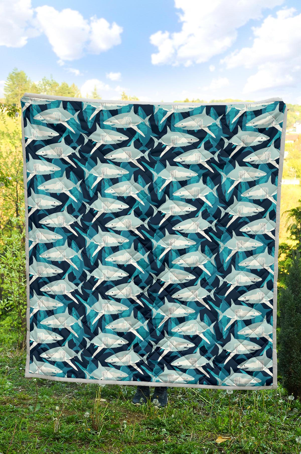 Shark Design Print Premium Quilt-JTAMIGO.COM