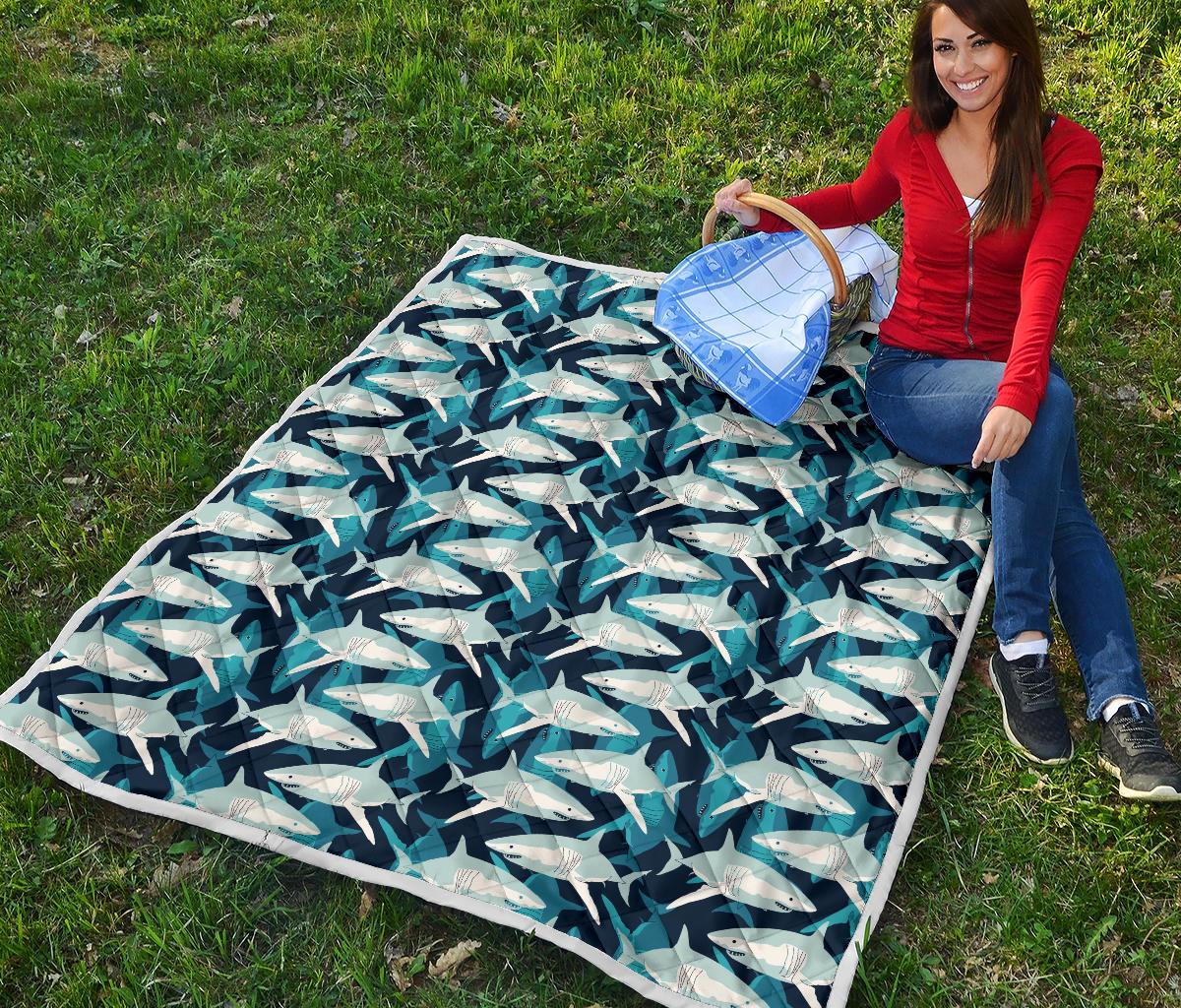 Shark Design Print Premium Quilt-JTAMIGO.COM