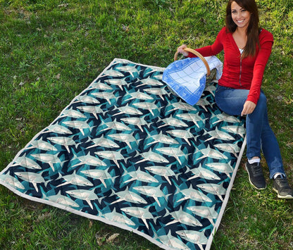 Shark Design Print Premium Quilt-JTAMIGO.COM