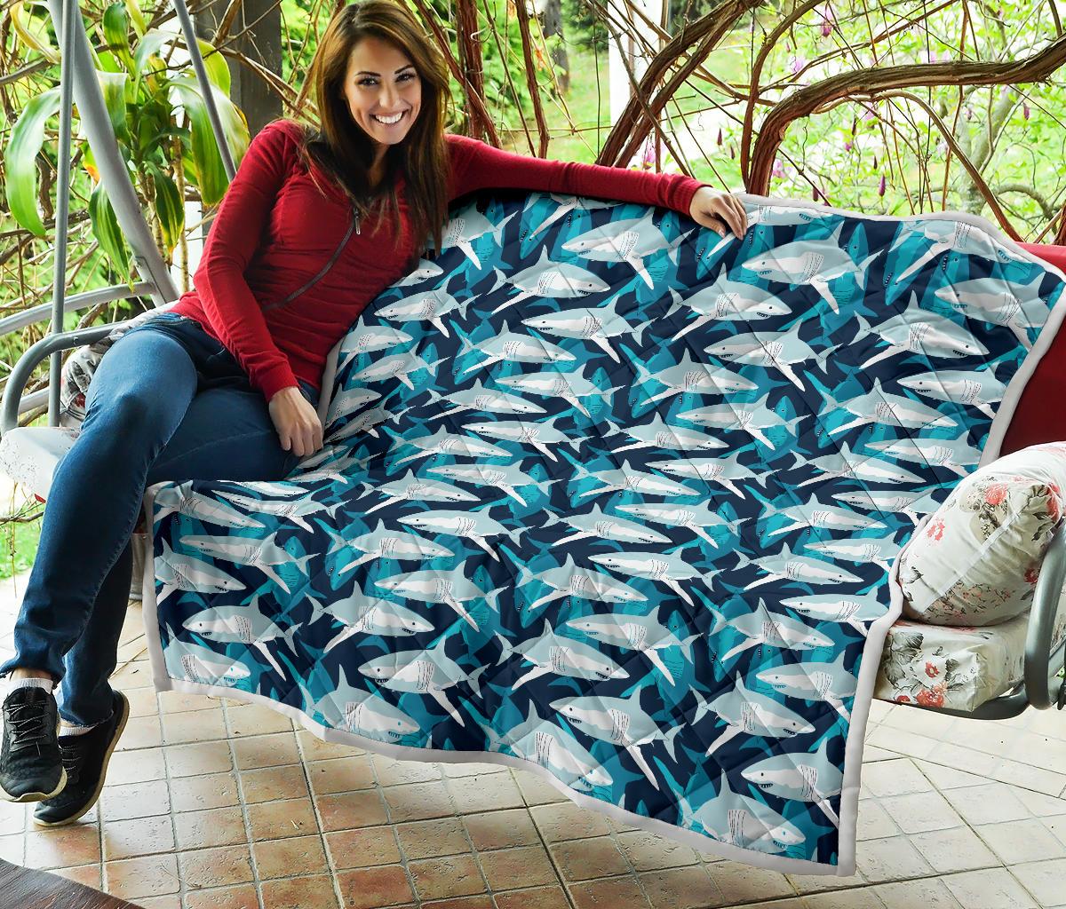 Shark Design Print Premium Quilt-JTAMIGO.COM