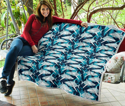 Shark Design Print Premium Quilt-JTAMIGO.COM