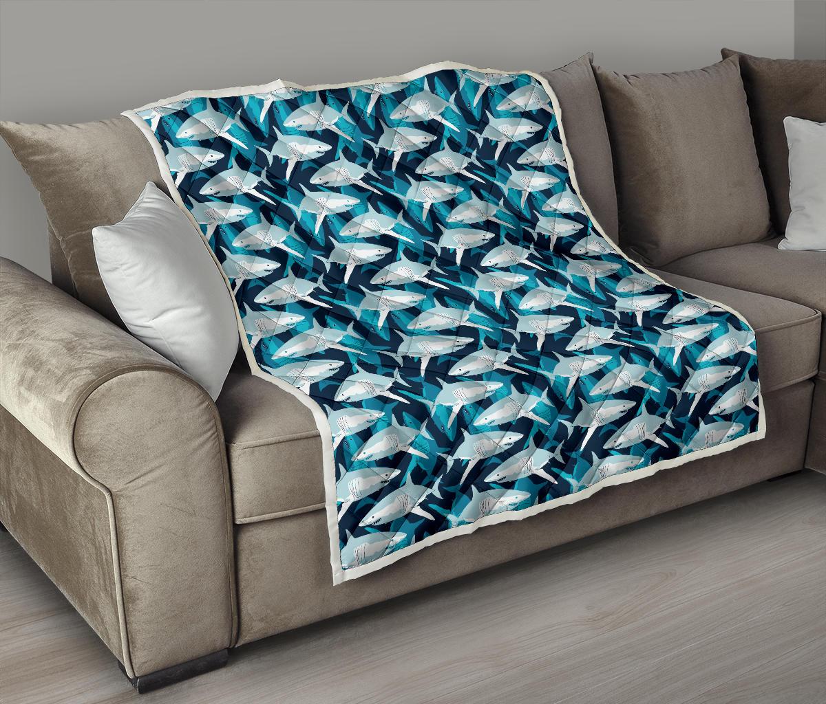 Shark Design Print Premium Quilt-JTAMIGO.COM