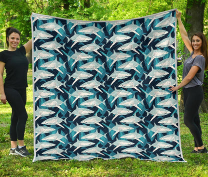 Shark Design Print Premium Quilt-JTAMIGO.COM
