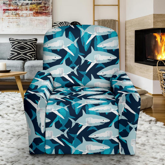 Shark Design Print Single Sofa Slipcover -JTAMIGO.COM