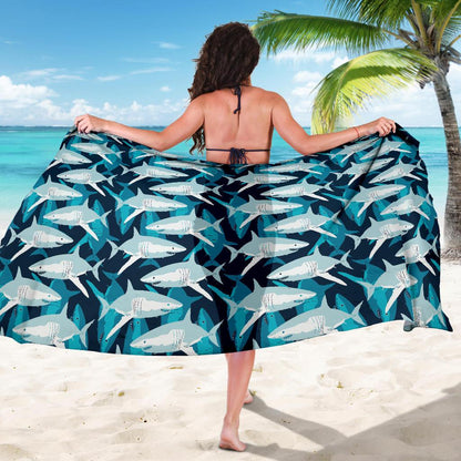 Shark Design Print Sarong Pareo Wrap