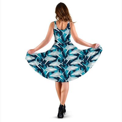 Shark Design Print Sleeveless Dress