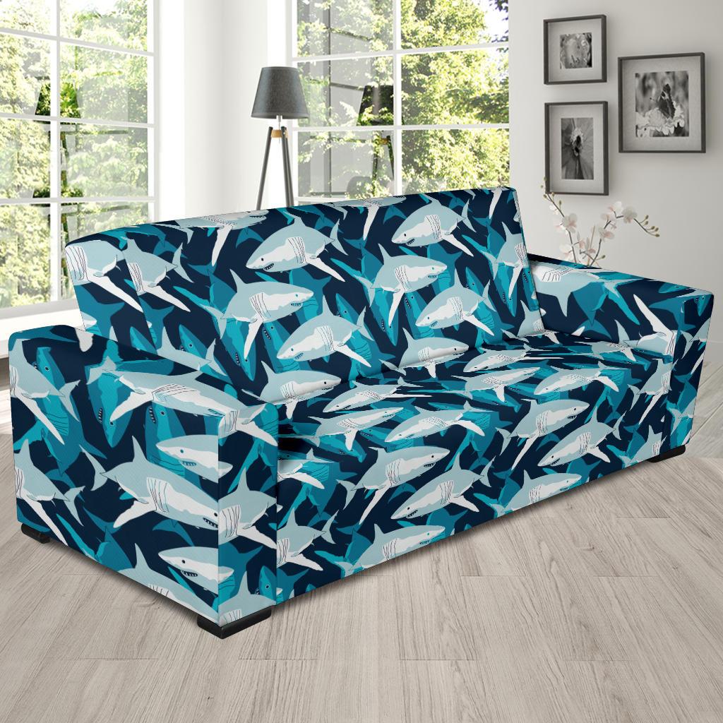 Shark Design Print Sofa Slipcover-JTAMIGO.COM