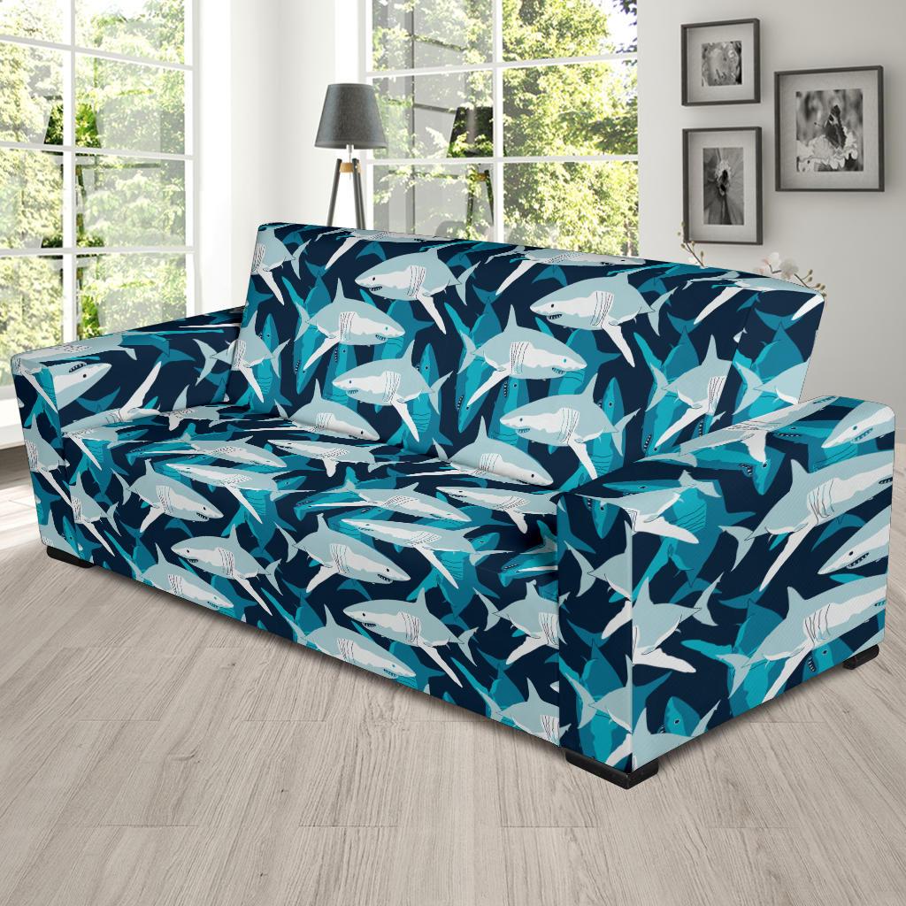 Shark Design Print Sofa Slipcover-JTAMIGO.COM