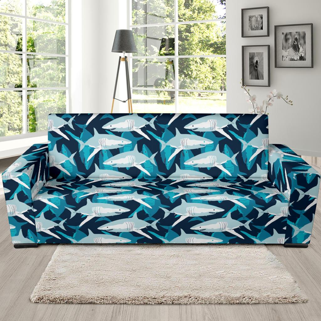 Shark Design Print Sofa Slipcover-JTAMIGO.COM