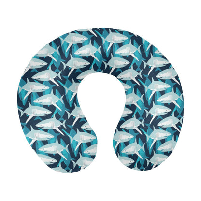 Shark Design Print U-Shaped Travel Neck Pillow-JTAMIGO.COM