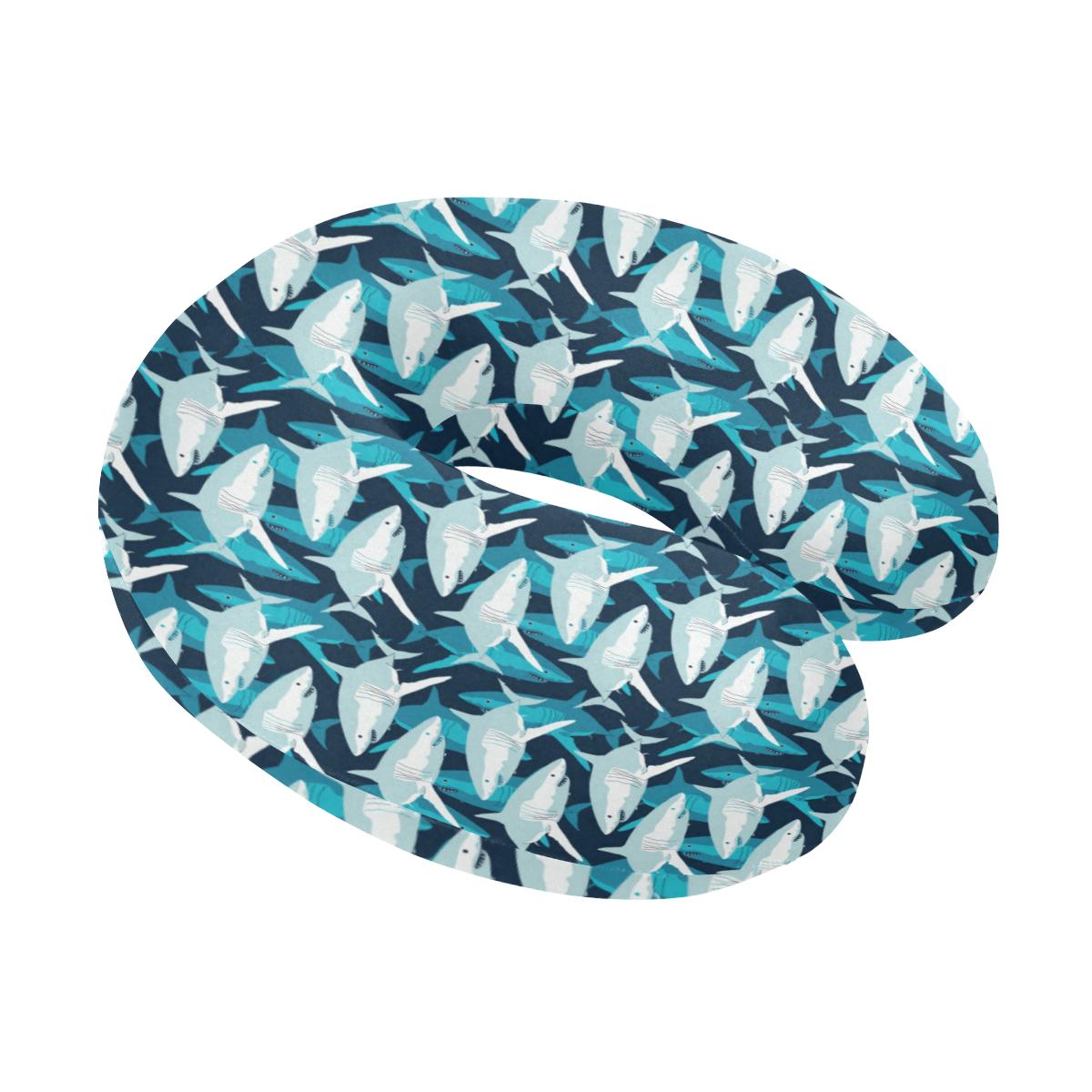 Shark Design Print U-Shaped Travel Neck Pillow-JTAMIGO.COM