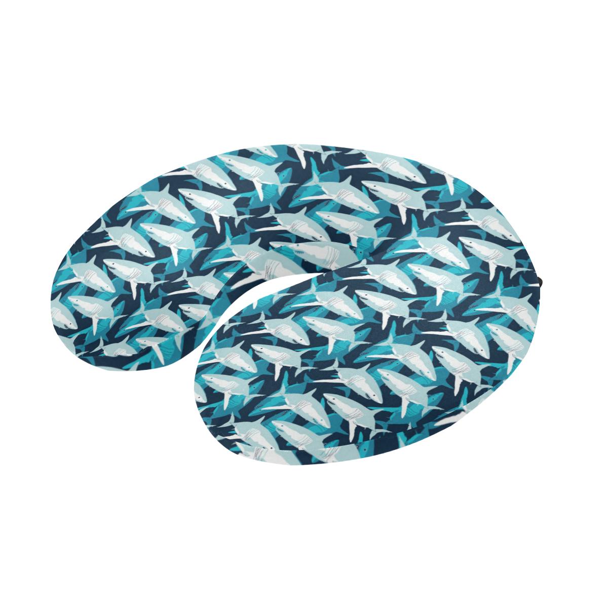 Shark Design Print U-Shaped Travel Neck Pillow-JTAMIGO.COM