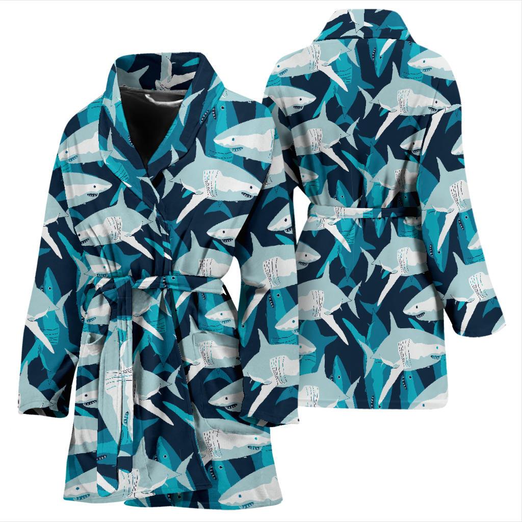 Shark Design Print Women Bath Robe-JTAMIGO.COM