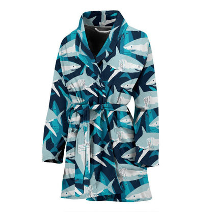 Shark Design Print Women Bath Robe-JTAMIGO.COM