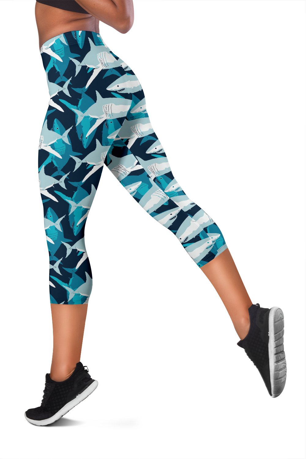 Shark Design Print Women Capris