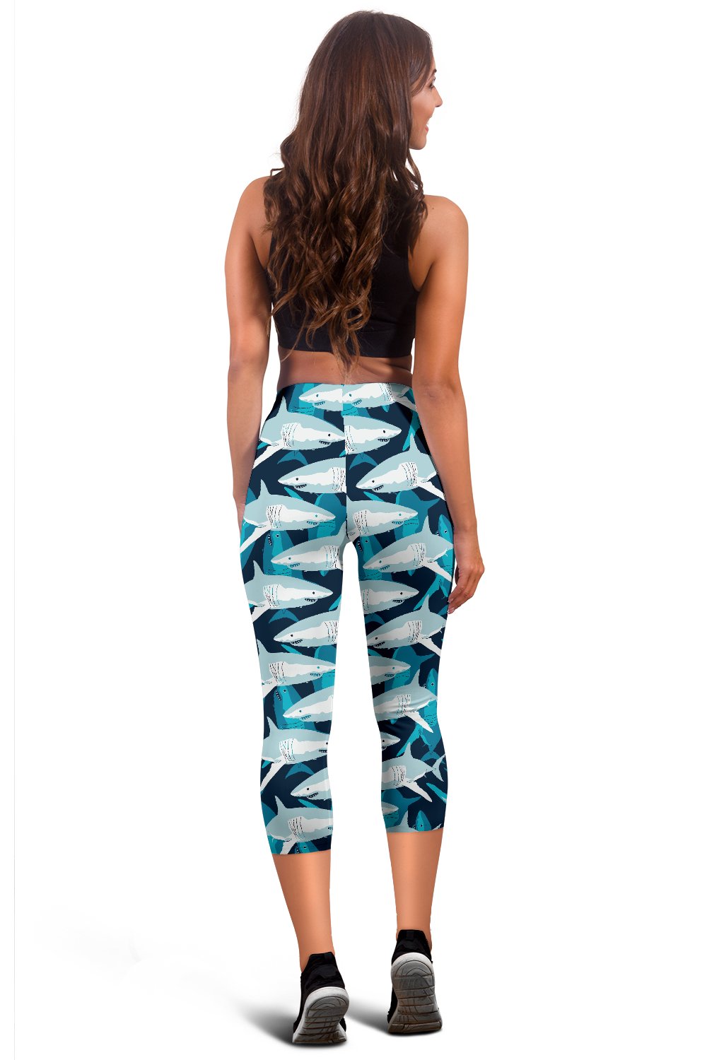 Shark Design Print Women Capris