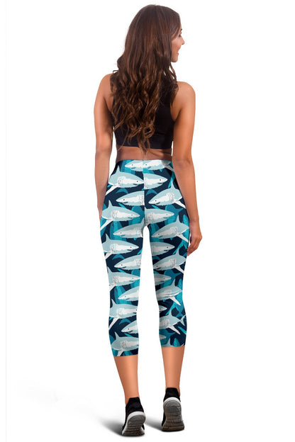 Shark Design Print Women Capris