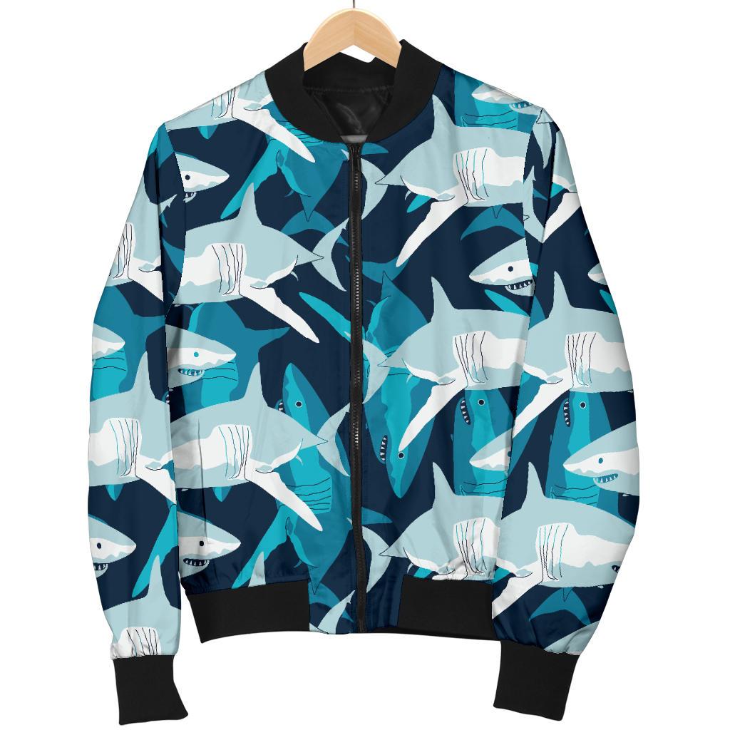 Shark Design Print Women Casual Bomber Jacket