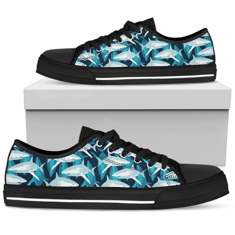 Shark Design Print Women Low Top Shoes-JTAMIGO.COM
