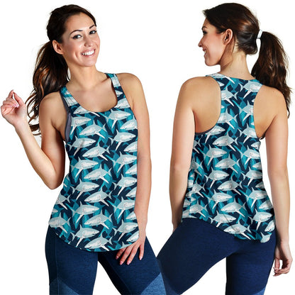 Shark Design Print Women Racerback Tank Top