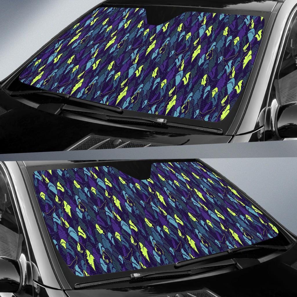 Shark Neon Color Print Car Sun Shade For Windshield
