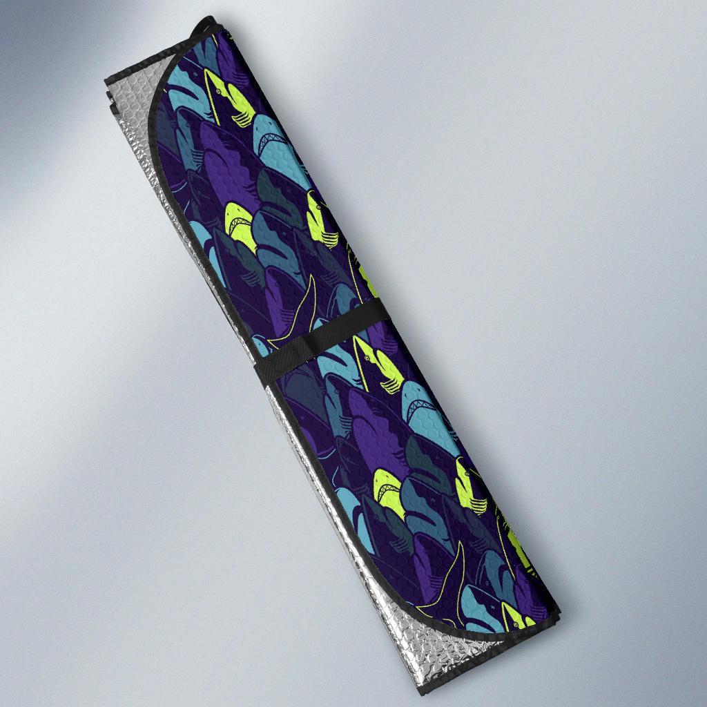 Shark Neon Color Print Car Sun Shade For Windshield