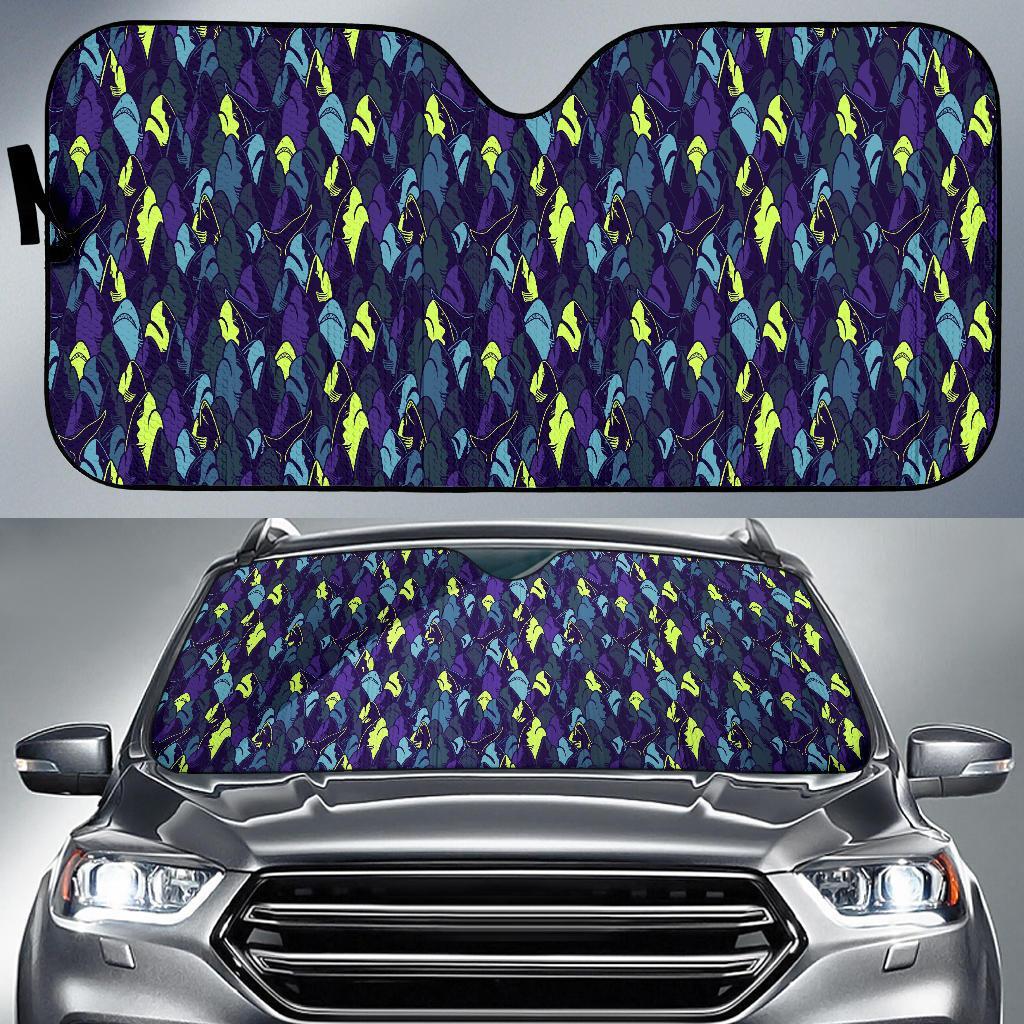 Shark Neon Color Print Car Sun Shade For Windshield