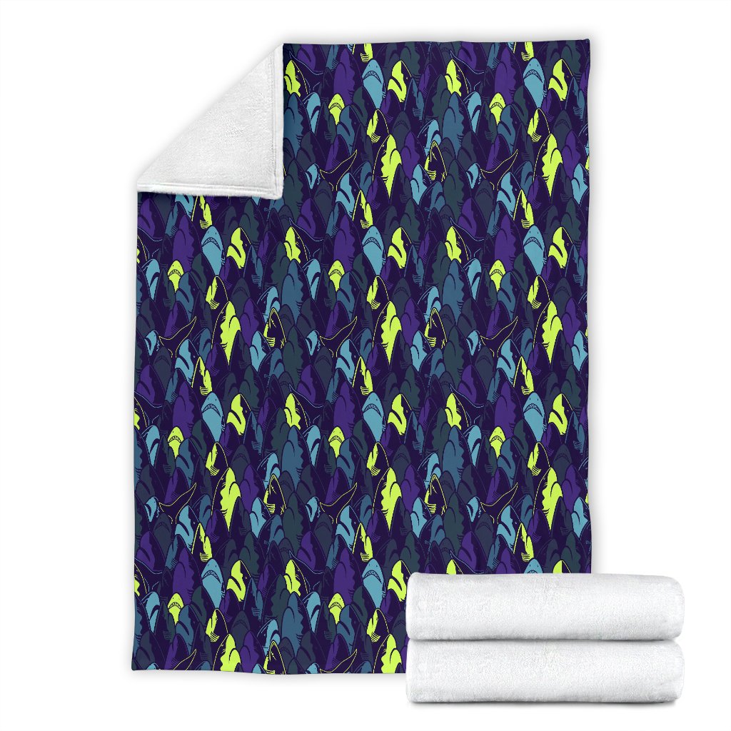 Shark Neon Color Print Fleece Blanket