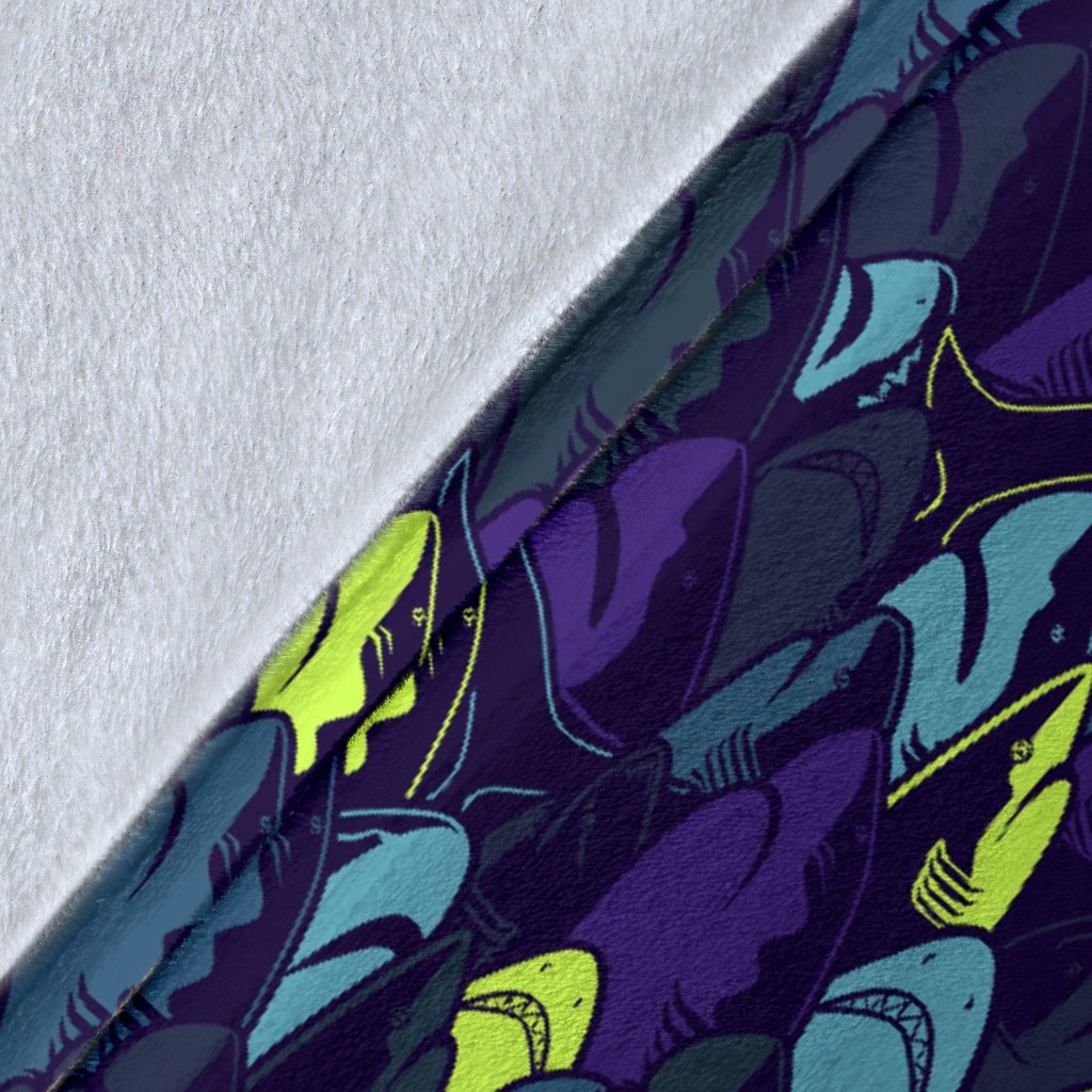 Shark Neon Color Print Fleece Blanket