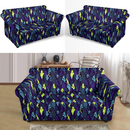 Shark Neon color Print Loveseat Slipcover-JTAMIGO.COM