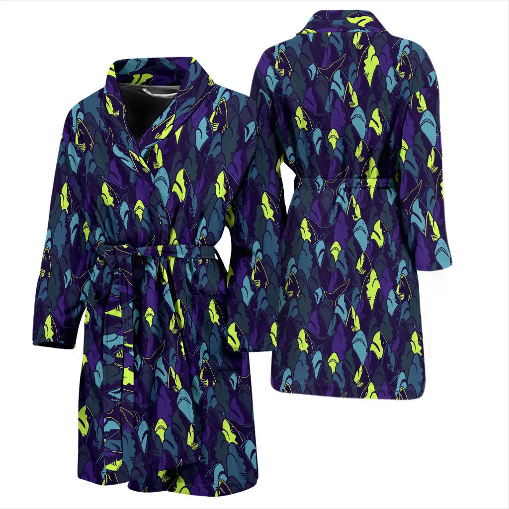 Shark Neon color Print Men Bath Robe-JTAMIGO.COM