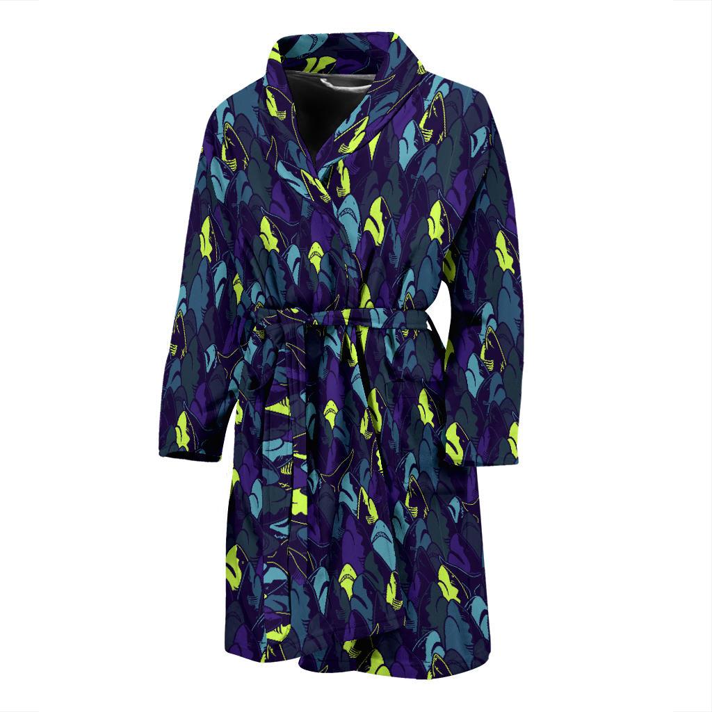 Shark Neon color Print Men Bath Robe-JTAMIGO.COM