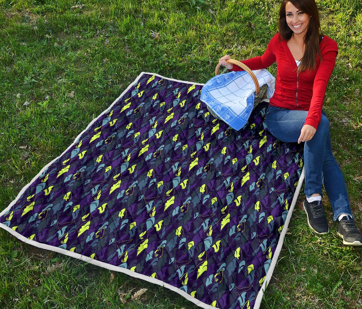 Shark Neon color Print Premium Quilt-JTAMIGO.COM