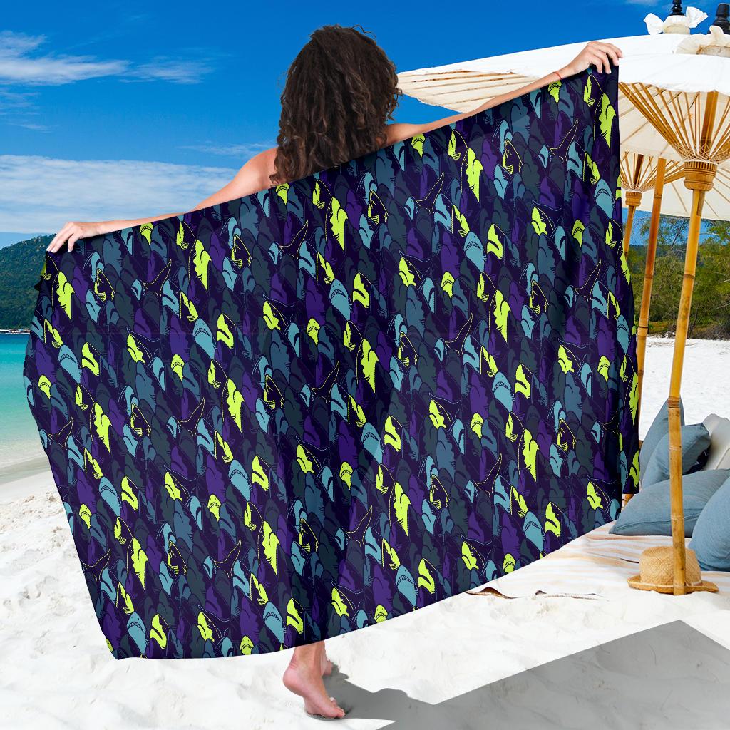 Shark Neon color Print Sarong Pareo Wrap