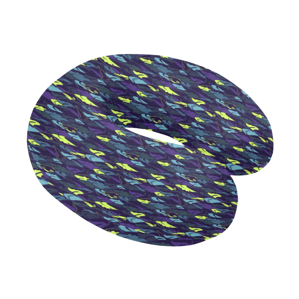Shark Neon color Print U-Shaped Travel Neck Pillow-JTAMIGO.COM