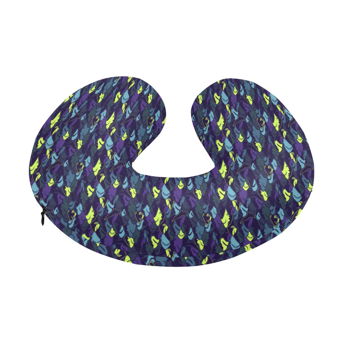 Shark Neon color Print U-Shaped Travel Neck Pillow-JTAMIGO.COM