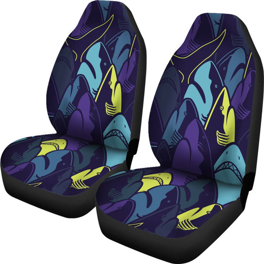 Shark Neon color Print Universal Fit Car Seat Covers