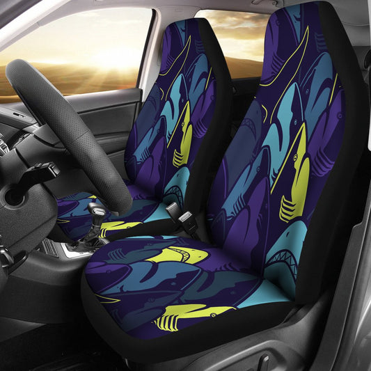 Shark Neon color Print Universal Fit Car Seat Covers