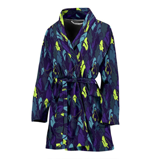 Shark Neon color Print Women Bath RobeShark Neon color Print Women Bath Robe.jpg-JTAMIGO.COM