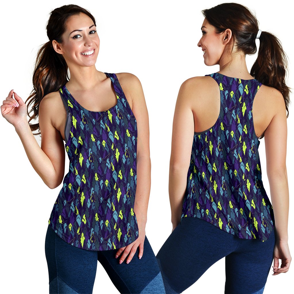Shark Neon Color Print Women Racerback Tank Top
