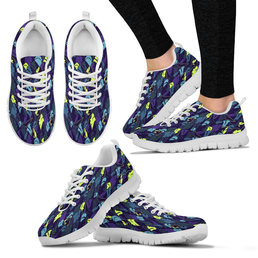 Shark Neon Color Print Women Sneakers Shoes