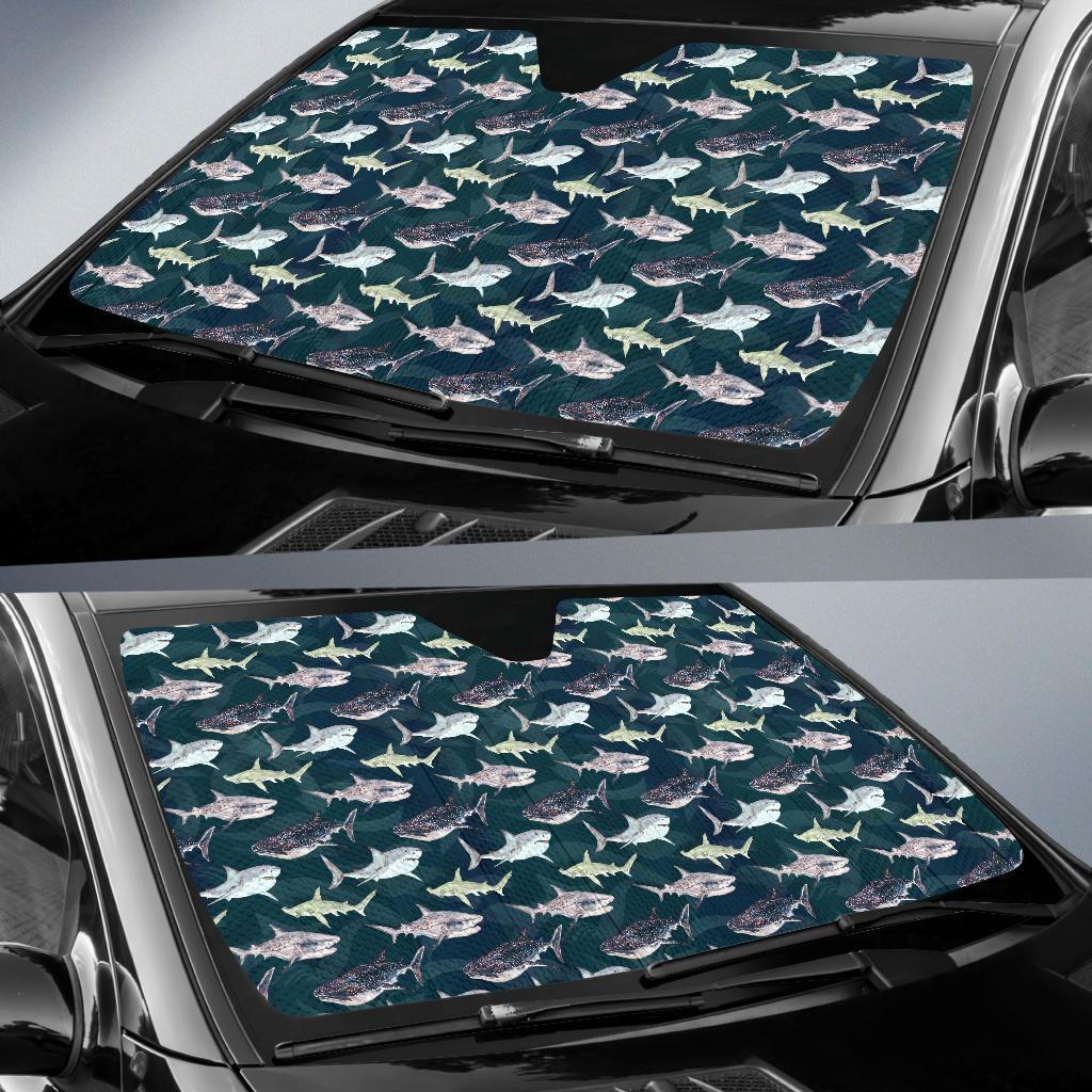 Shark Pattern Print Car Sun Shade For Windshield